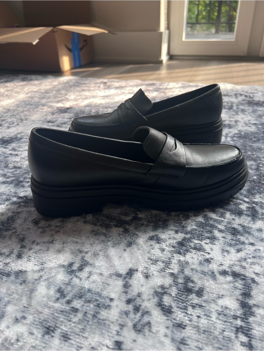 Quince Black Platform Penny Loafers Women Size 9 - Picture 3 of 14